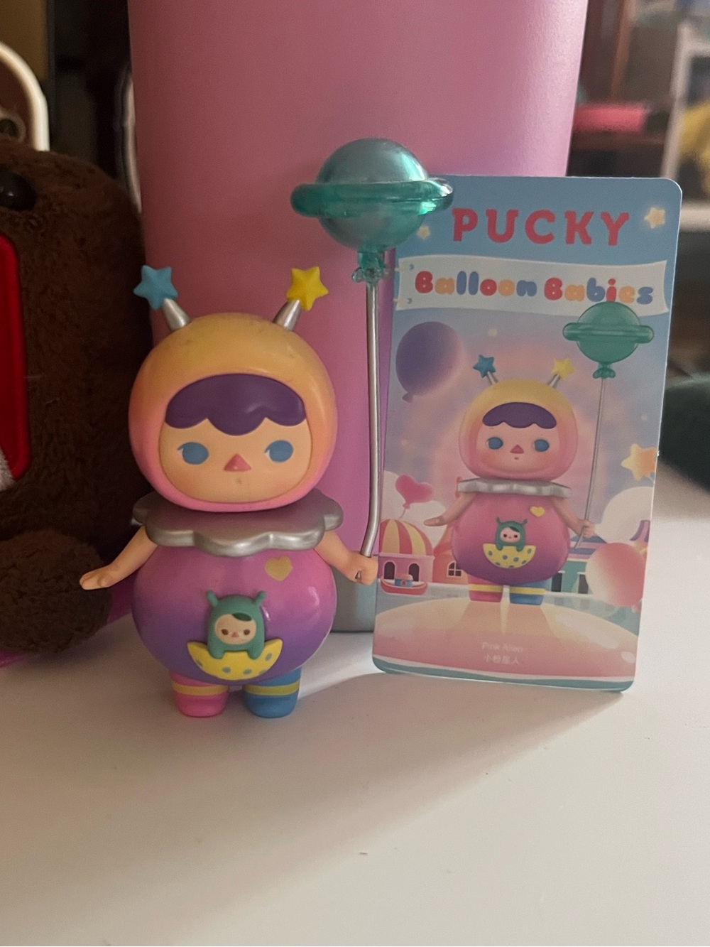 Pop Mart Pucky Balloon babies Pink Alien figure